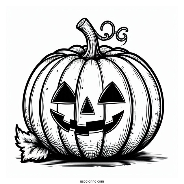 Pumpkin Coloring Page Of Stout Jack O Lantern For Kids