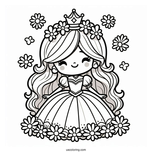 Cute Princess Daisy Coloring Page Smiling For Preschoolers