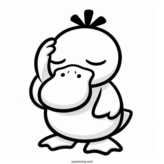 Simple Psyduck Coloring Page With A Headache