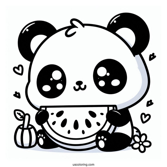 Kawaii Themed Panda With Watermelon