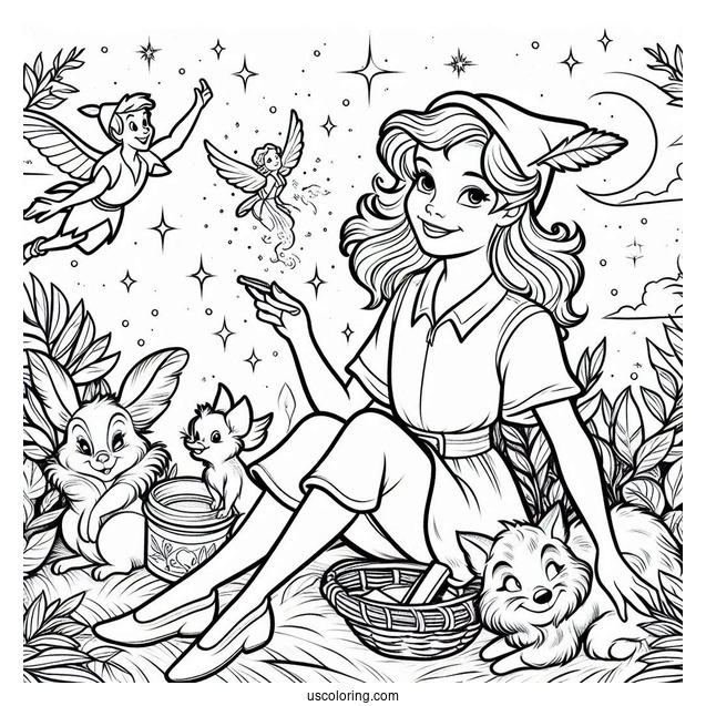 Easy Wendy Darling Coloring Sheet
