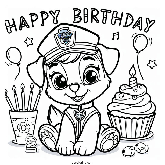 Happy Birthday Paw Patrol Coloring Sheet