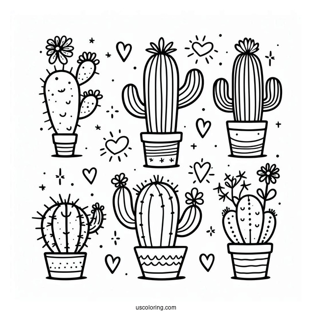 Easy Outline Of Cactus Plants For Toddlers