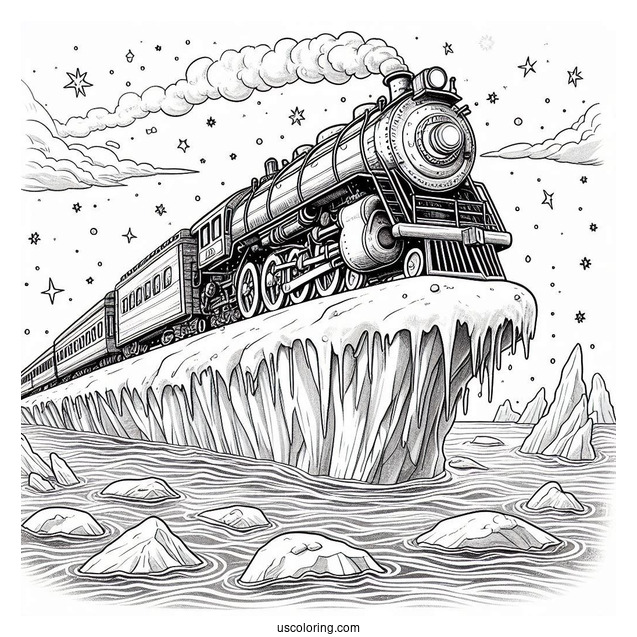 Polar Express Coloring Page Of On An Iceberg