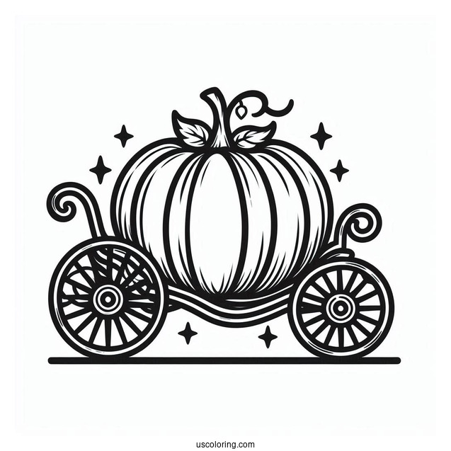 Easy Outline Of The Pumpkin Coach To Color