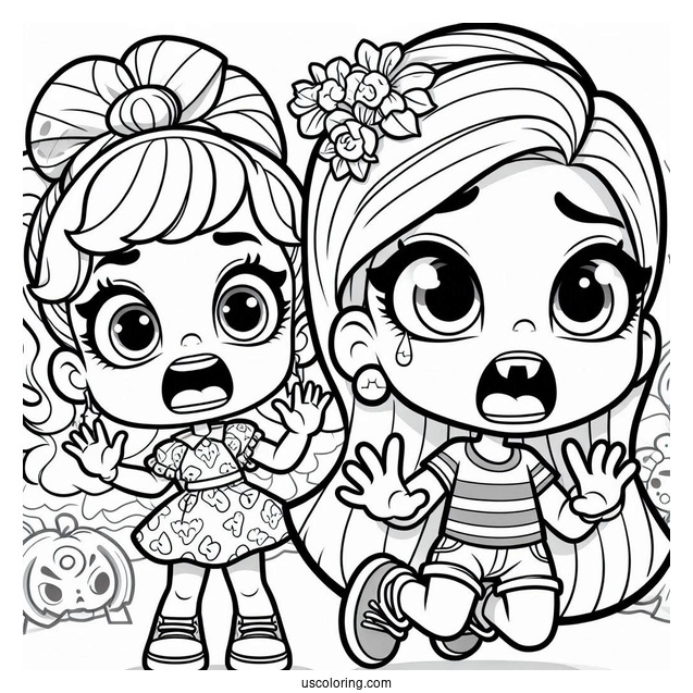 Polly Pocket Coloring Page Of Shani Smith And Lila Draper Acting Scary