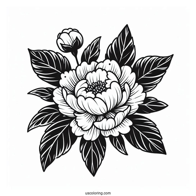 Flower Coloring Pages Of Easy Blooming Peony