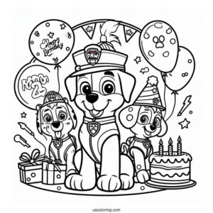 Happy Birthday Paw Patrol Coloring Sheet
