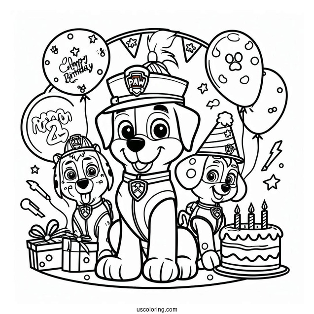 Happy Birthday Paw Patrol Coloring Sheet