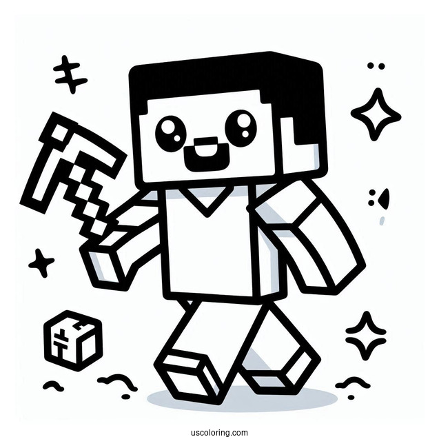 Cute Kawaii Minecraft Steve For Coloring