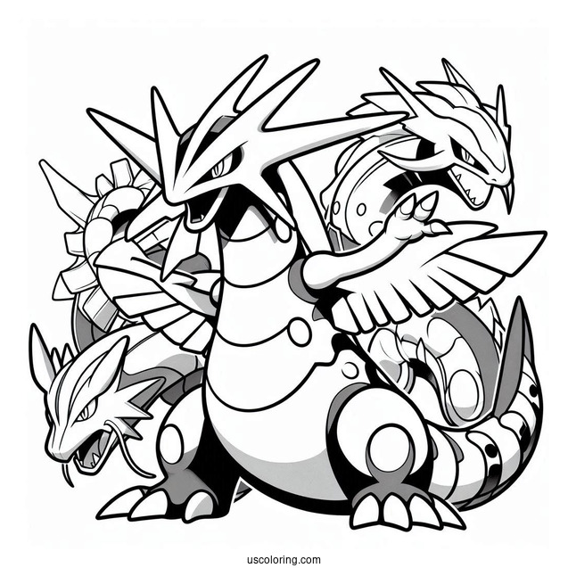 Groudon With Kyogre And Rayquaza Coloring Page