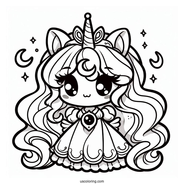 Kawaii Chibi Princess Luna Coloring Page For Preschoolers