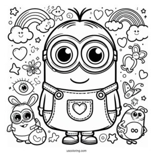 Cute Coloring Page Of Easy Minion For Preschoolers