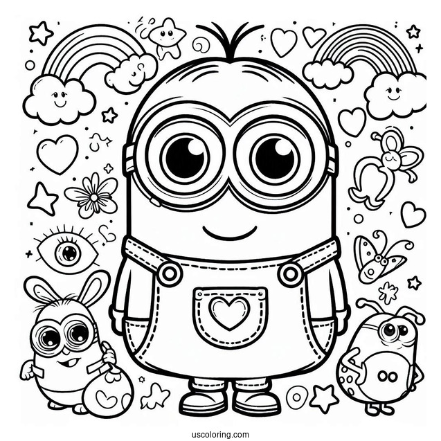 Cute Coloring Page Of Easy Minion For Preschoolers