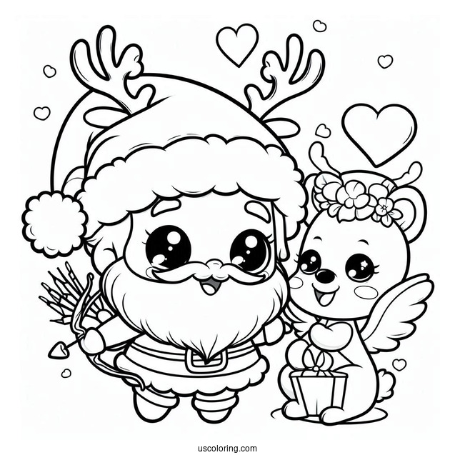 Cheeky Santa Decorating Cupids Antlers