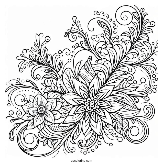 Easy Flowing Floral Pattern Coloring Page