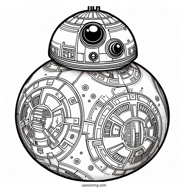 Detailed BB8 Outline Coloring Page