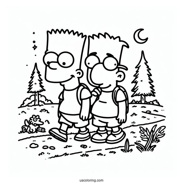 Bart And Milhouse Coloring Page