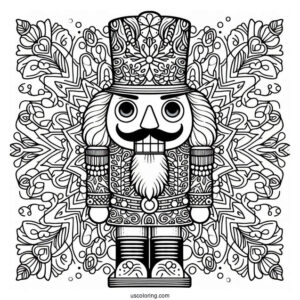 Nutcracker Coloring Page Inside A Snowflake Mandala