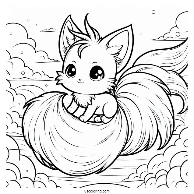 Tails Coloring Page Flying In The Sky