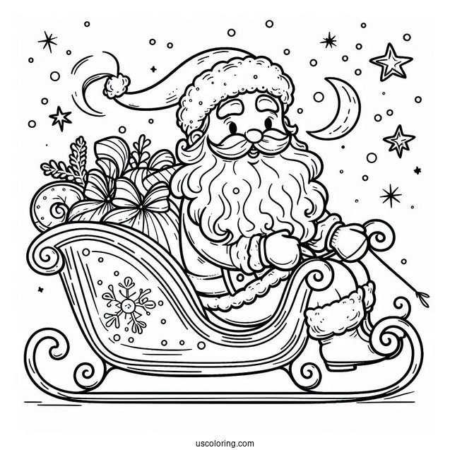 Easy Outline Of Santa In His Sleigh