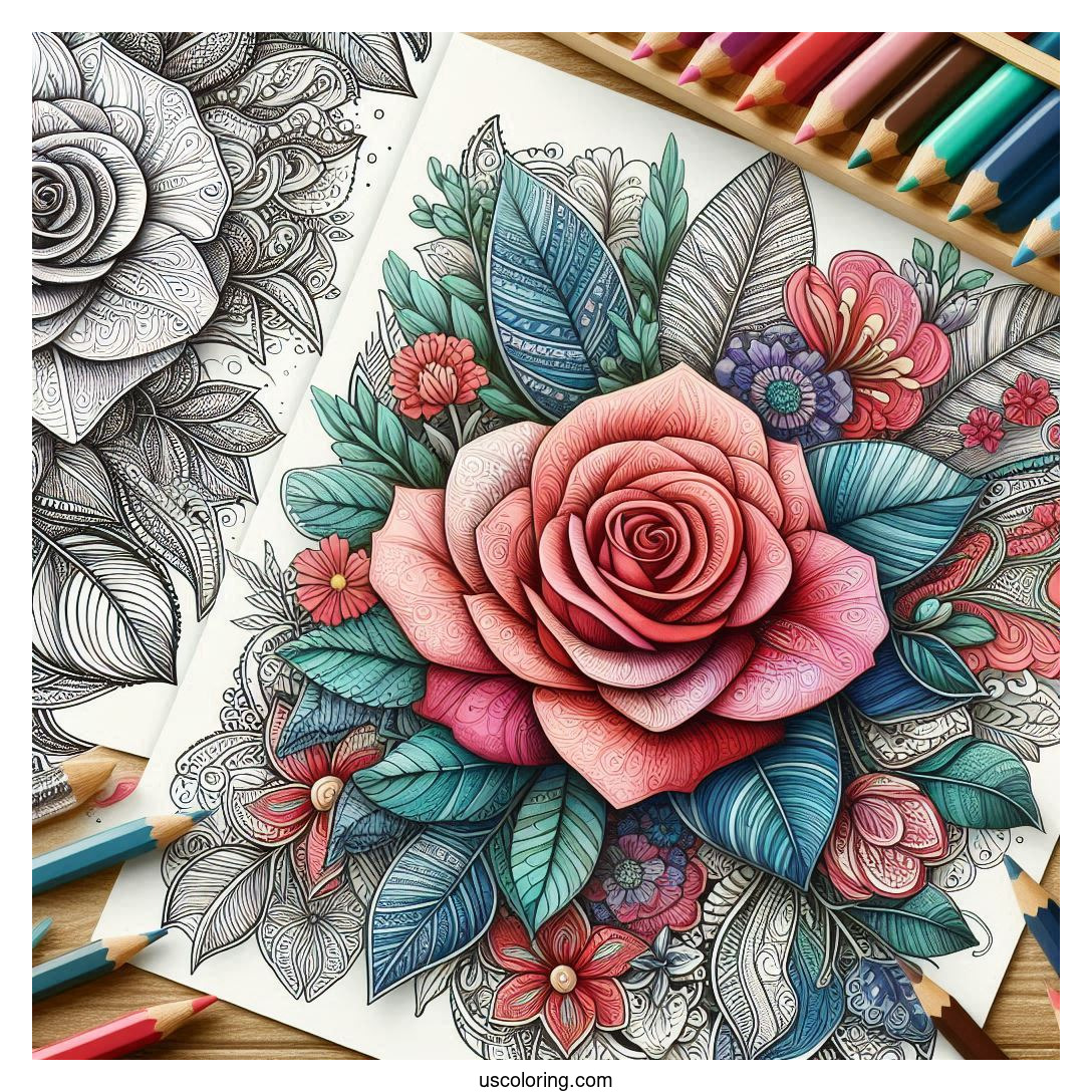 Rose Coloring Pages Featured Image
