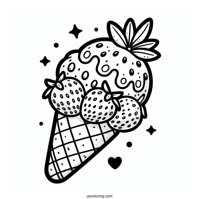 Strawberry Ice Cream Coloring Sheet