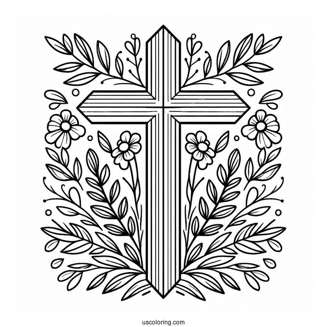 Outline Of Cross To Color For Preschoolers
