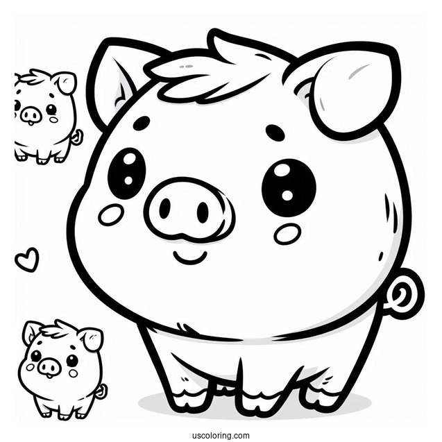 Adorable Kawaii Pig To Color