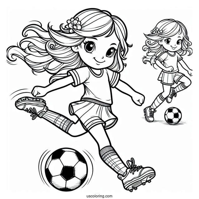Girl Soccer Player Kicking Ball