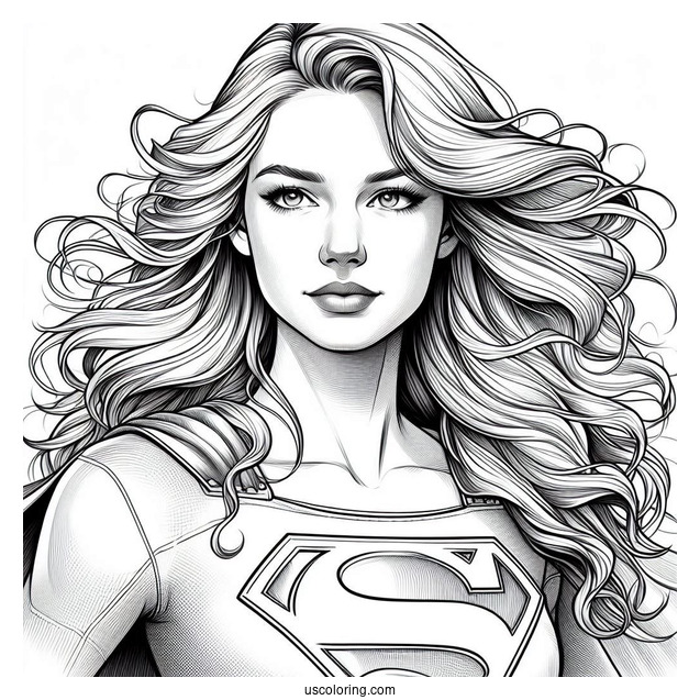 Realistic Kara Zor El Supergirl Coloring Page