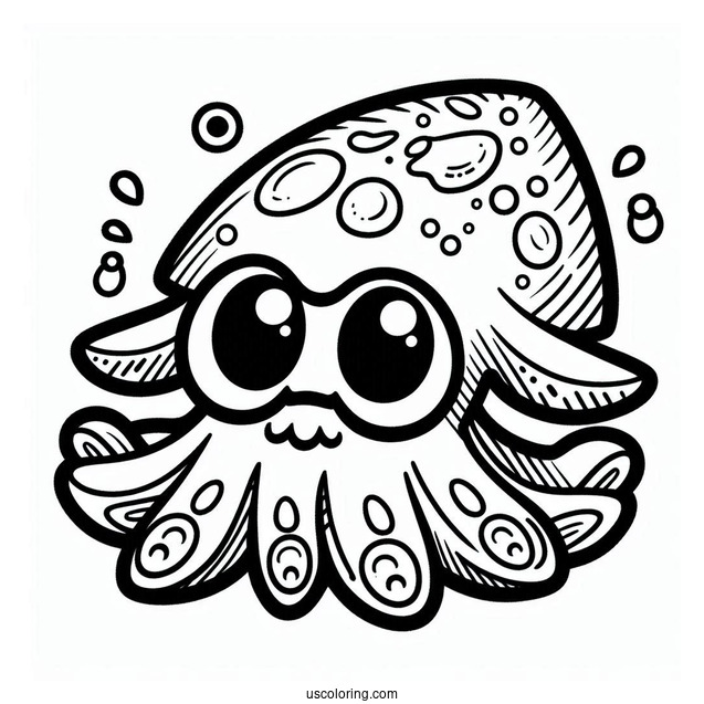 Easy Splatoon Coloring Page Of Squid For Preschoolers