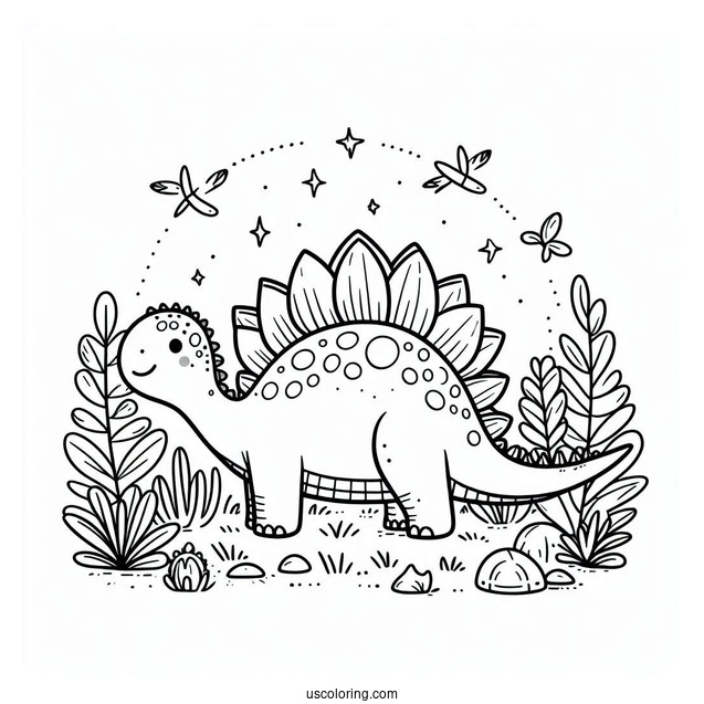 Simple Stegosaurus Coloring Page For Kids
