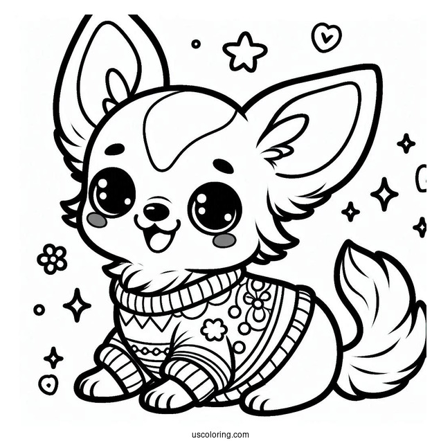 Kawaii Cartoon Chihuahua Coloring Page For Kids