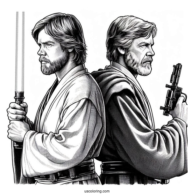 Luke Skywalker And Obi-Wan Kenobi Back-To-Back