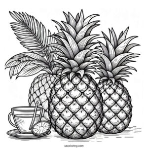 Big Juicy Pineapple Coloring Page In Backyard Paradise
