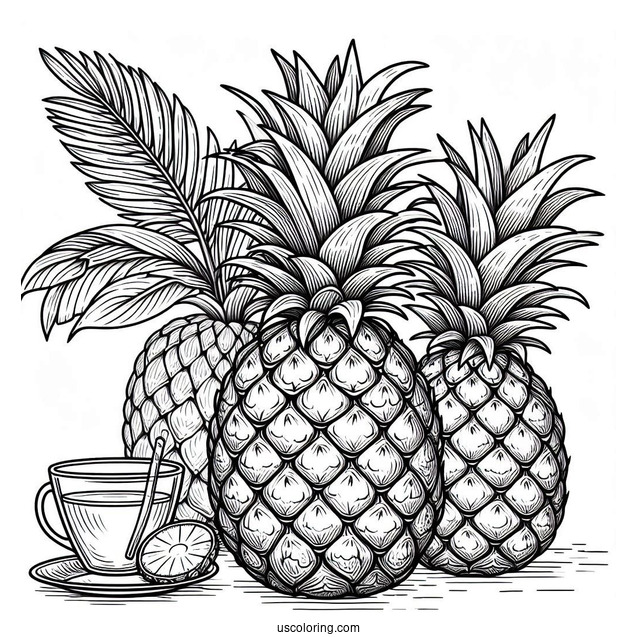 Big Juicy Pineapple Coloring Page In Backyard Paradise