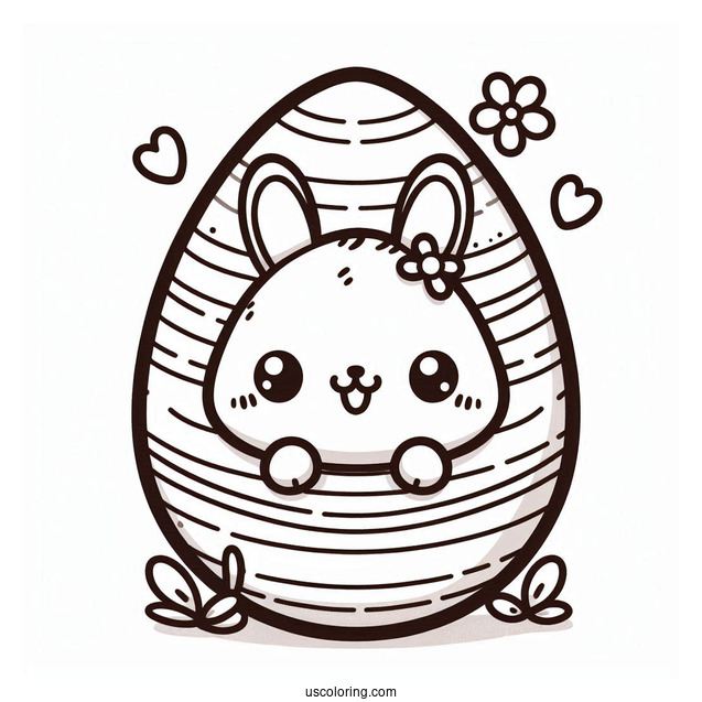 Cartoon Easter Egg With Tiny Bunny On Top