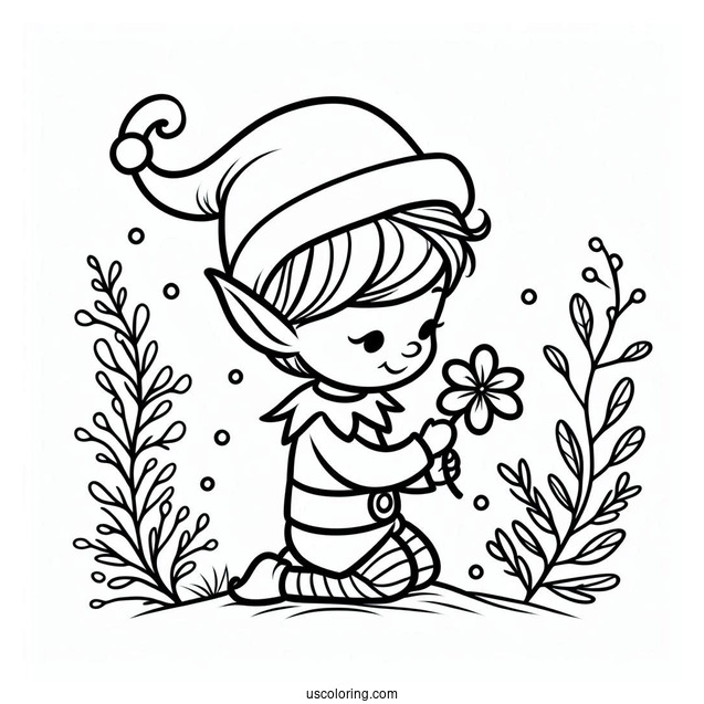 Easy Outline Of An Elf To Color For Kids