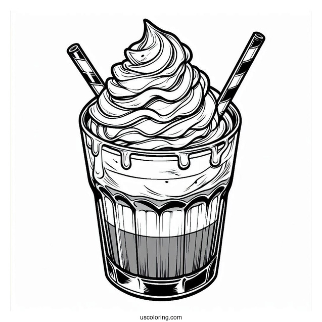 Iced Coffee Coloring Pages Of Whipped Cream And Syrup