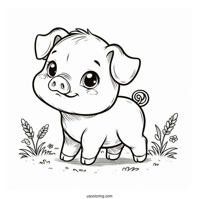 Cute Baby Piglet On a Farm