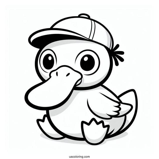Psyduck Coloring Page Wearing A Cap