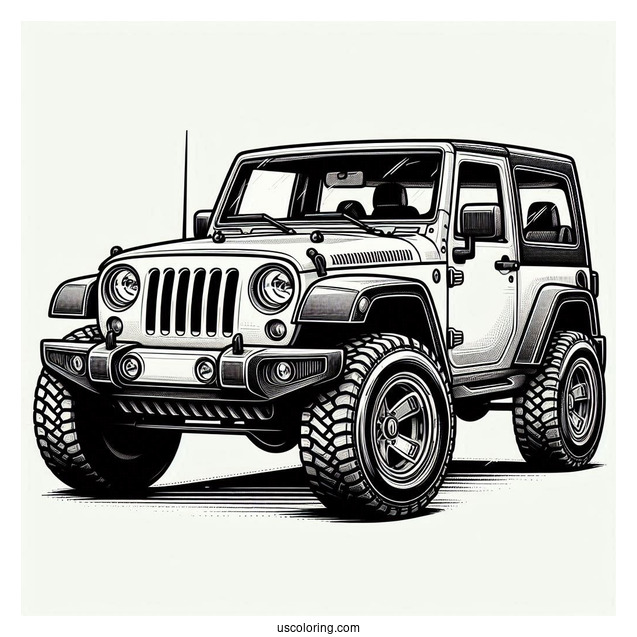 Detailed Jeep 4X4 Coloring Page
