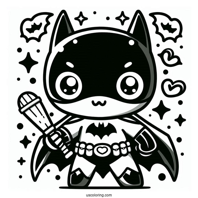 Cute Kawaii Batman Coloring For Kids
