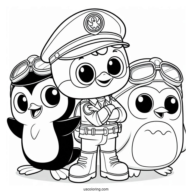 Octonauts Coloring Page Of Detailed Captain Barnacles, Kwazii, And Peso Penguin