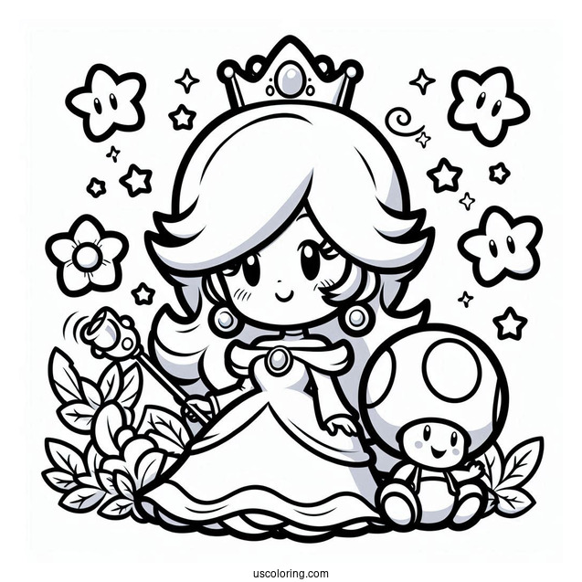 Rosalina Coloring Page With Toad And Luigi
