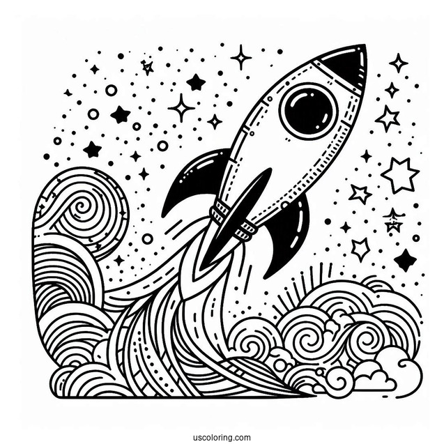 Abstract Rocket Coloring Page For Adults