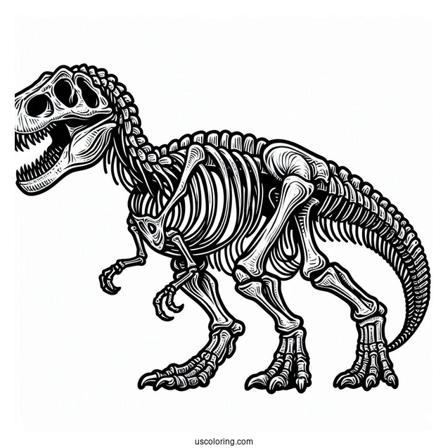 Tyrannosaurus Rex Skeleton Coloring Page