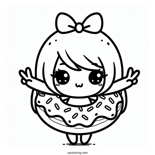 Shy Female Donut Coloring Page With Arms And Legs For Kids