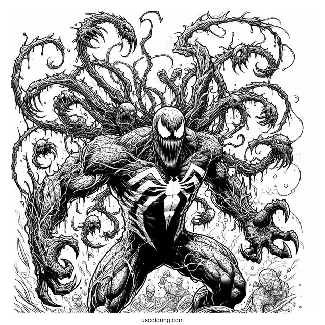 Detailed Close Up Of Carnage Coloring Page